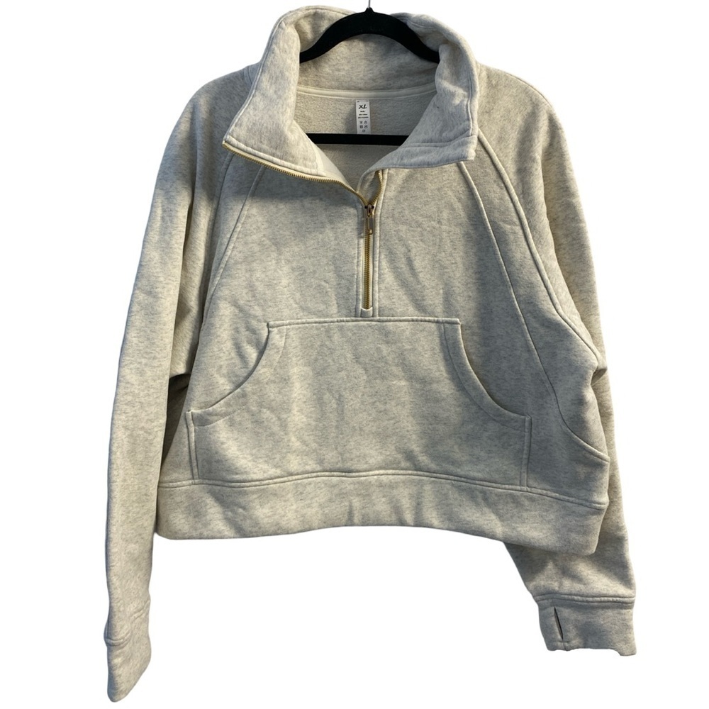 The Gym People Half Zip Hoodie Fleece Lined Sweatshirt Pocket Thumb Hole Size XL